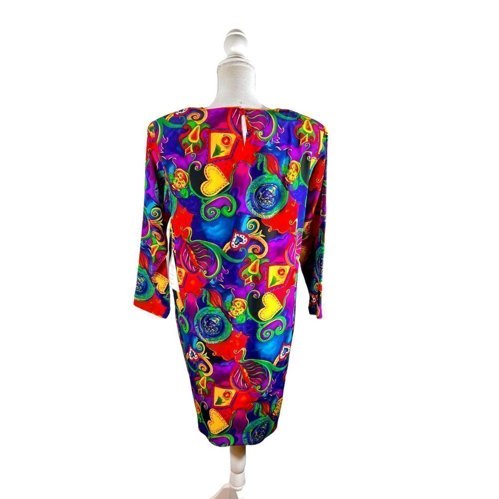Vintage Pat Argenti Vibrant Psychedelic Vibrant Pure Silk Dress - Picture 5 of 10